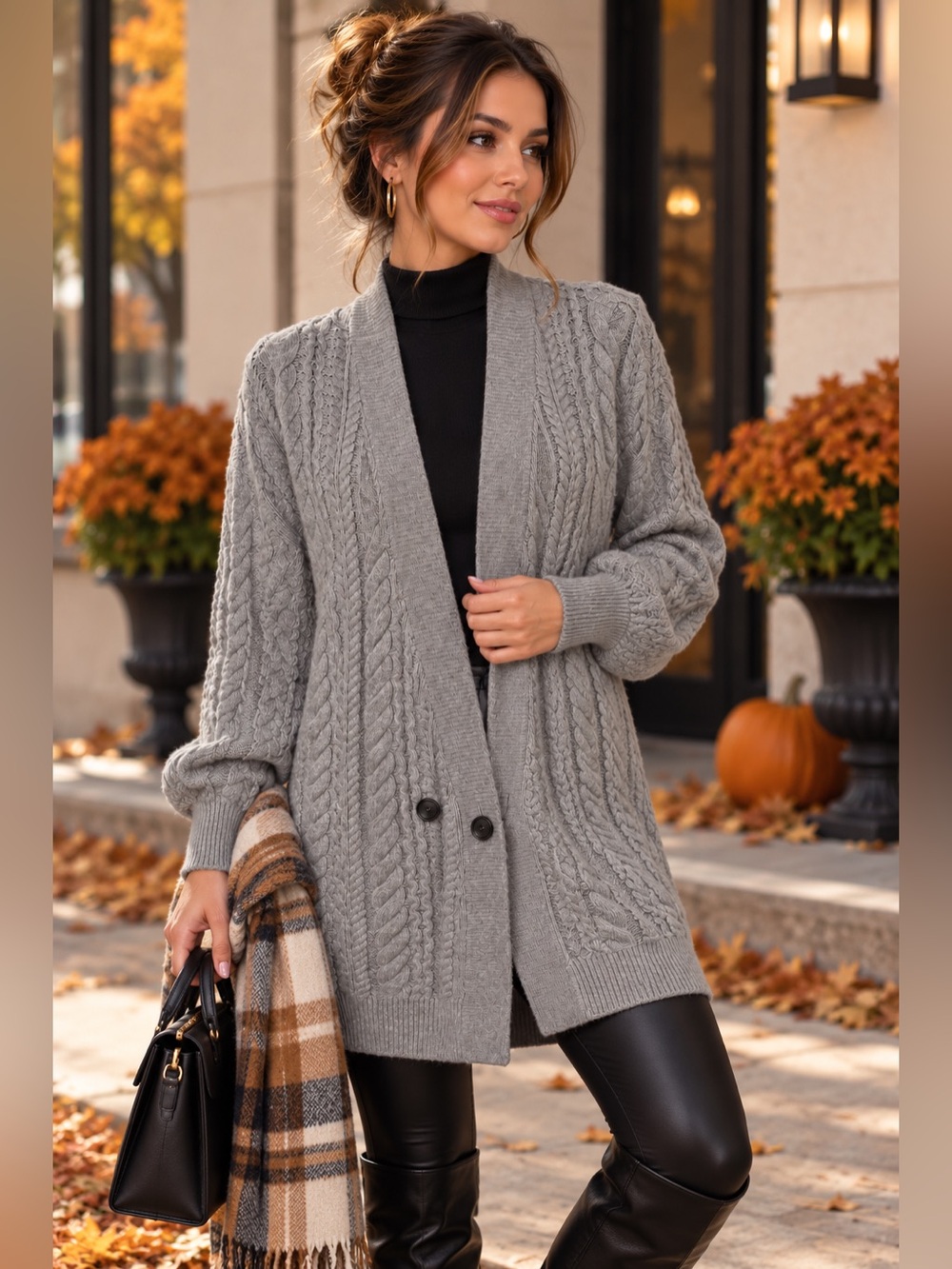 NAADAM Gray Wool Cashmere Cable Knit Long Cardigan Sweater Size M